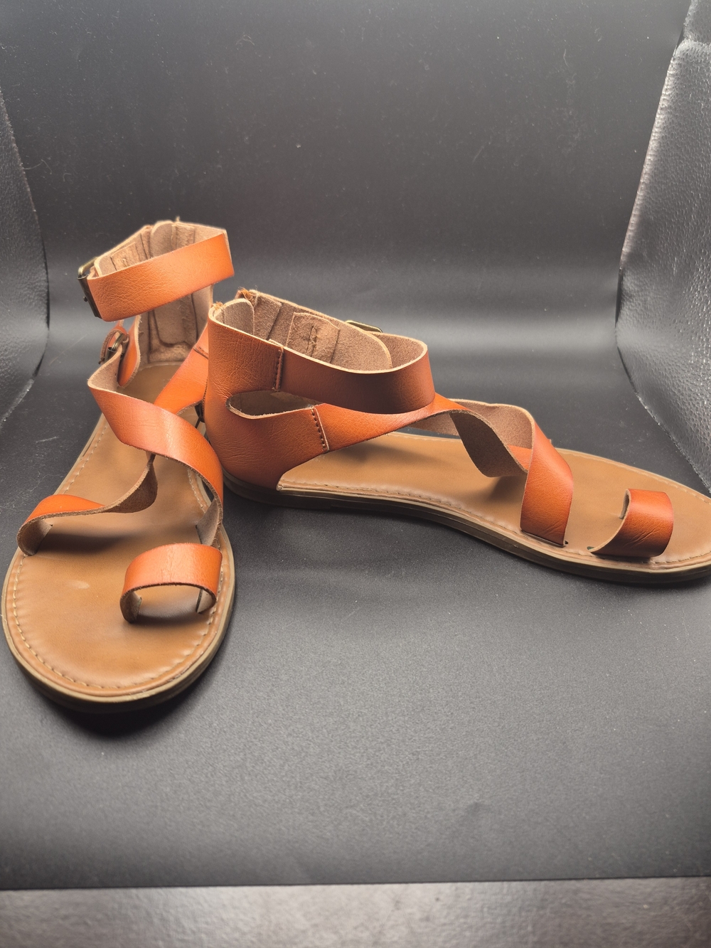 Universal Thread Orange Strappy Ankle Wrap Sandals